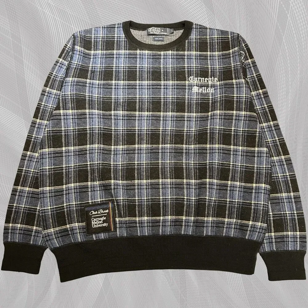 Oak Brook x Carnegie Mellon University Upcycled Tartan Plaid Sweater Size Large
